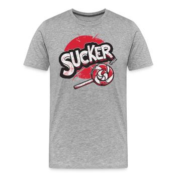 La sucette sucette craint - T-shirt bio Premium Homme - gris chiné - Devant - Damien (186cm)