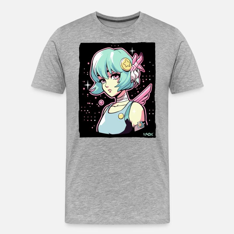 Coole Anime Sci-Fi-Cyborg-Mädchen - Männer Premium Bio T-Shirt - Grau meliert