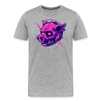 Pink Cyber Pig Punk - Men's Premium Organic T-Shirt - heather grey - Front - Damien (186cm)