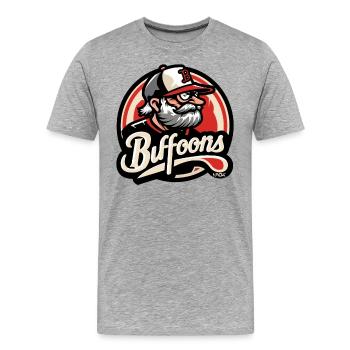 Lustiger Humor: Baseball-Tollpatsche und Trottel - Männer Premium Bio T-Shirt - Grau meliert - Vorne - Damien (186cm)