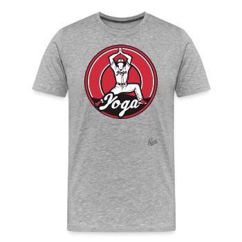 Lustige Sport Parodie: Baseball Yoga - Männer Premium Bio T-Shirt - Grau meliert - Vorne - Damien (186cm)