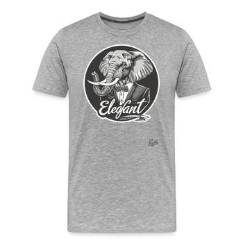 The Eleg Elephant: The Elegant Elephant - Men's Premium Organic T-Shirt - heather grey - Front - Damien (186cm)
