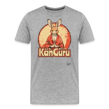 Kän Guru: Der Känguru-Guru, Meditation und Yoga - Männer Premium Bio T-Shirt - Grau meliert - Vorne - Damien (186cm)