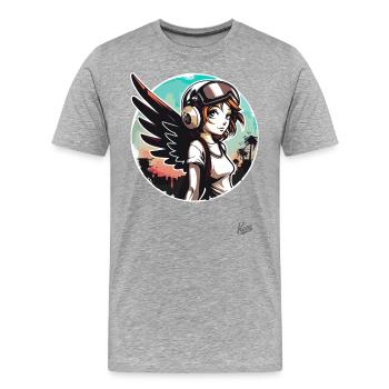 Fille alternative cool avec des ailes d’ange - T-shirt bio Premium Homme - gris chiné - Devant - Damien (186cm)