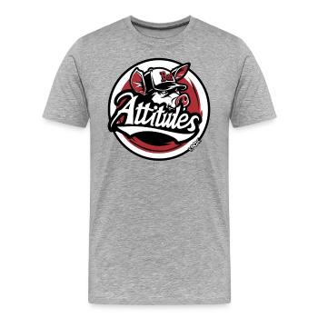 Baseball Cap Pig with Bad Mood - Men's Premium Organic T-Shirt - heather grey - Front - Damien (186cm)