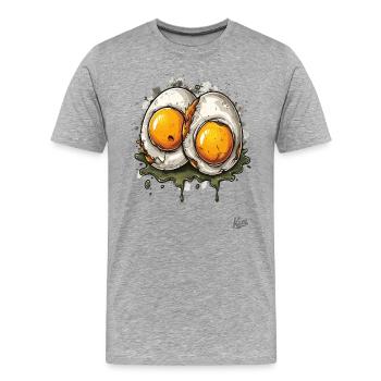 Fried eggs, 2 times boiled disgusting egg - Men's Premium Organic T-Shirt - heather grey - Front - Damien (186cm)