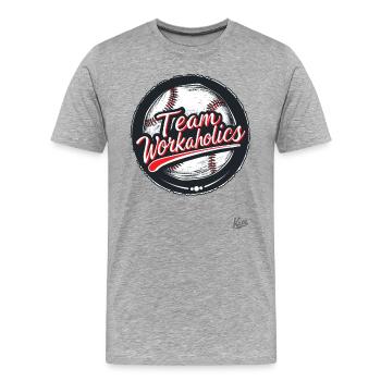 Travailler jusqu’à l’épuisement professionnel, Team Workaholics - T-shirt bio Premium Homme - gris chiné - Devant - Damien (186cm)