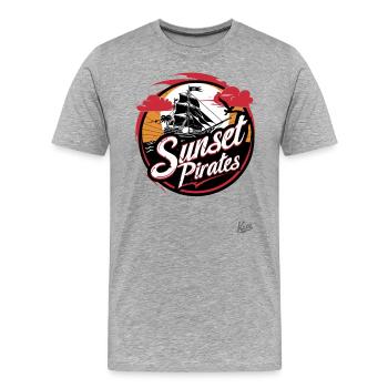 Le bateau des pirates du coucher du soleil : Voile - T-shirt bio Premium Homme - gris chiné - Devant - Damien (186cm)