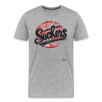 Vintage-Schild für Verlierer und Trottel - Männer Premium Bio T-Shirt - Grau meliert - Vorne - Damien (186cm)