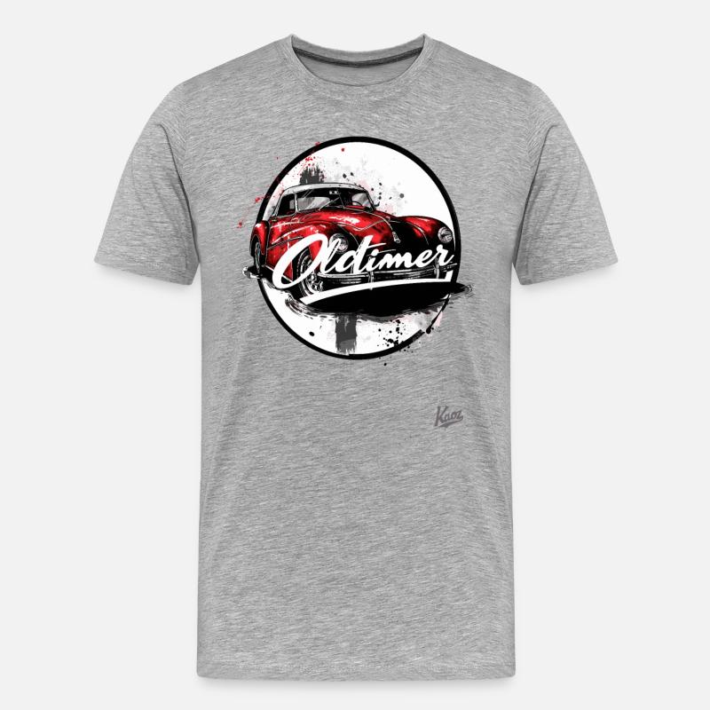 Dieses Auto ist ein Oldtimer - Männer Premium Bio T-Shirt - Grau meliert