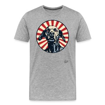 Der Patriotische Jagdhund: Auf der Spur - Männer Premium Bio T-Shirt - Grau meliert - Vorne - Damien (186cm)
