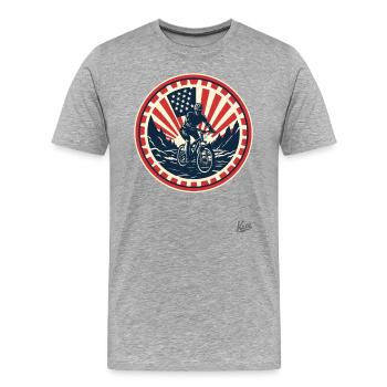 Sternen Streifen Patriot: Mountainbiker - Männer Premium Bio T-Shirt - Grau meliert - Vorne - Damien (186cm)