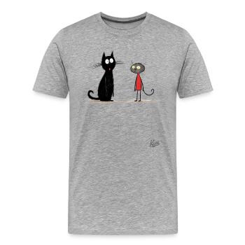 A wild cat and a civilized cat - Men's Premium Organic T-Shirt - heather grey - Front - Damien (186cm)