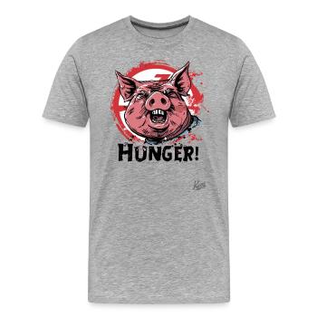 Fat pig: Hunger! - Men's Premium Organic T-Shirt - heather grey - Front - Damien (186cm)