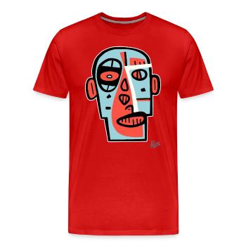 Art du cubisme abstrait : un portrait de visage - T-shirt bio Premium Homme - rouge - Devant - Damien (186cm)