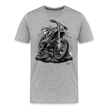 Dirt Bike Motocross: Staub, Schweiß und Kettenöl - Männer Premium Bio T-Shirt - Grau meliert - Vorne - Damien (186cm)