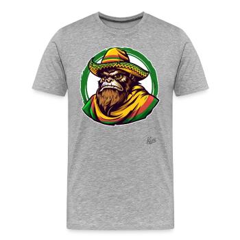 Sasquatch Bigfoot mexicain avec sombrero - T-shirt bio Premium Homme - gris chiné - Devant - Damien (186cm)