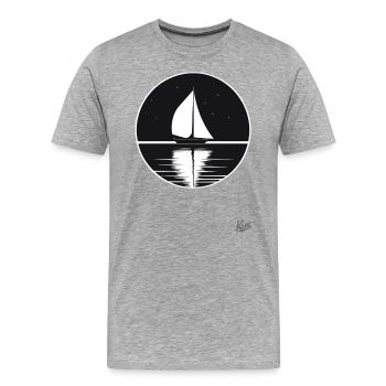 Le voilier : aventure en haute mer - T-shirt bio Premium Homme - gris chiné - Devant - Damien (186cm)