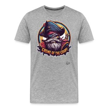 La crème de la crème : Skull Pirate - T-shirt bio Premium Homme - gris chiné - Devant - Damien (186cm)