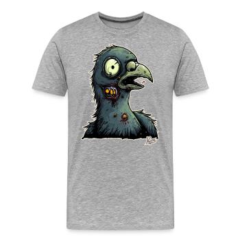 Eine erschrockene Zombie-Taube - Männer Premium Bio T-Shirt - Grau meliert - Vorne - Damien (186cm)