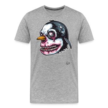 Penguin Mutant Zombie Skull Skull - Men's Premium Organic T-Shirt - heather grey - Front - Damien (186cm)