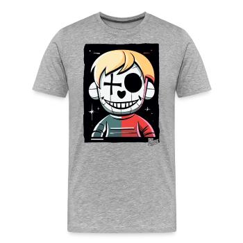 Crazy Cartoon: Schreckliche Marionette - Männer Premium Bio T-Shirt - Grau meliert - Vorne - Damien (186cm)