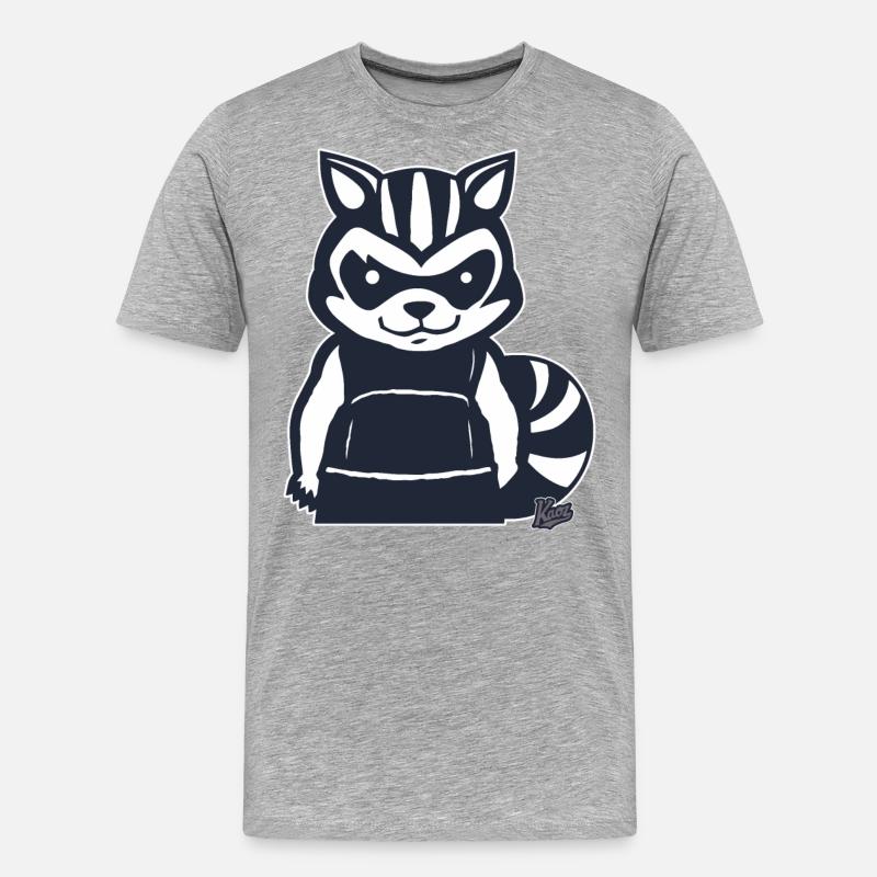 Rowdy Randy Waschbär - Männer Premium Bio T-Shirt - Grau meliert