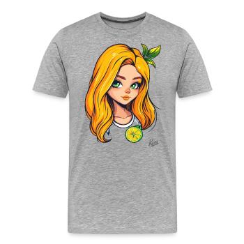 Das Orange-Zitronen-Mädchen - Männer Premium Bio T-Shirt - Grau meliert - Vorne - Damien (186cm)