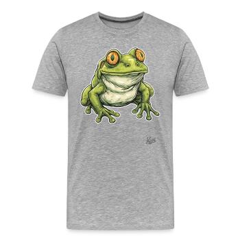 Cute Fat Chubby Frog - Men's Premium Organic T-Shirt - heather grey - Front - Damien (186cm)