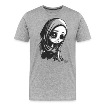 Künstlerisches Trauriges Mädchen - Männer Premium Bio T-Shirt - Grau meliert - Vorne - Damien (186cm)