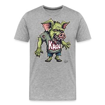 Freak Chaos: Zombie Schwein - Männer Premium Bio T-Shirt - Grau meliert - Vorne - Damien (186cm)