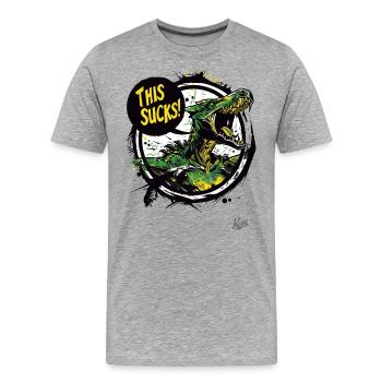 Angry and annoyed dragon says: That's crap - Men's Premium Organic T-Shirt - heather grey - Front - Damien (186cm)