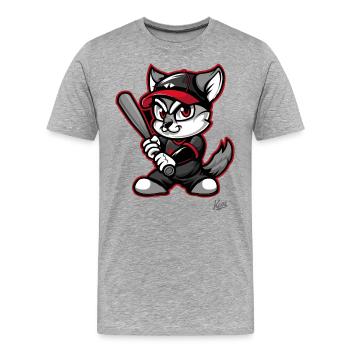 Cute, funny animal with baseball bat - Men's Premium Organic T-Shirt - heather grey - Front - Damien (186cm)