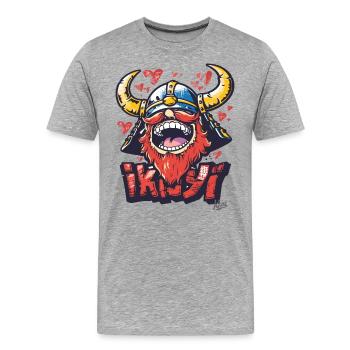 Japonais Funny Viking : un divertissement élégant - T-shirt bio Premium Homme - gris chiné - Devant - Damien (186cm)