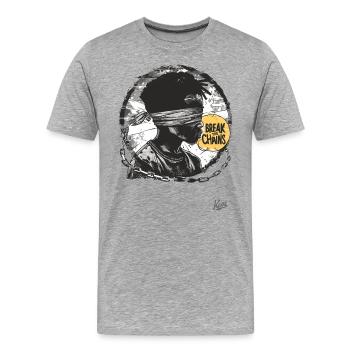 Brisez les chaînes ! - T-shirt bio Premium Homme - gris chiné - Devant - Damien (186cm)