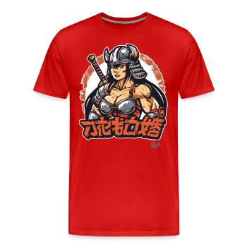 A Japanese Barbarian Viking Warrior Queen - Men's Premium Organic T-Shirt - red - Front - Damien (186cm)