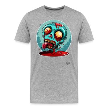 Lazy Zombie Ketchup Face - Men's Premium Organic T-Shirt - heather grey - Front - Damien (186cm)