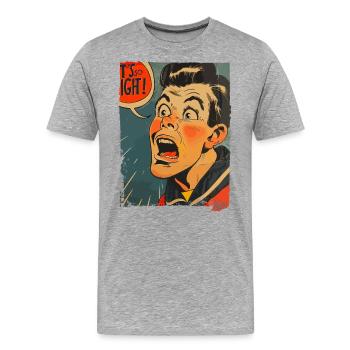 1950er Seemann Cartoon: Das ist so eng! - Männer Premium Bio T-Shirt - Grau meliert - Vorne - Damien (186cm)