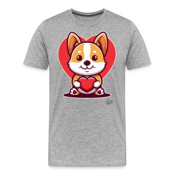 A cute little dog with a heart - Men's Premium Organic T-Shirt - heather grey - Front - Damien (186cm)