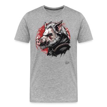 Le type mystique verrat-truie-cochon-sorcier - T-shirt bio Premium Homme - gris chiné - Devant - Damien (186cm)