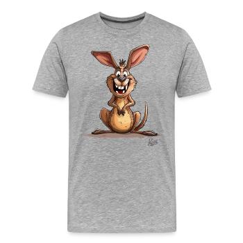 Funny Crooked Teeth: The Crazy Kangaroo - Men's Premium Organic T-Shirt - heather grey - Front - Damien (186cm)