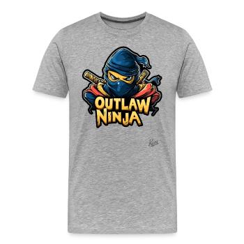 Drôle de ninja hors-la-loi - T-shirt bio Premium Homme - gris chiné - Devant - Damien (186cm)