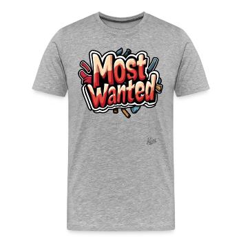 Most Wanted Graffiti - Männer Premium Bio T-Shirt - Grau meliert - Vorne - Damien (186cm)