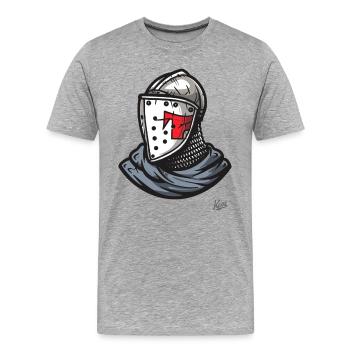 Casque médiéval chevaliers bretons - T-shirt bio Premium Homme - gris chiné - Devant - Damien (186cm)