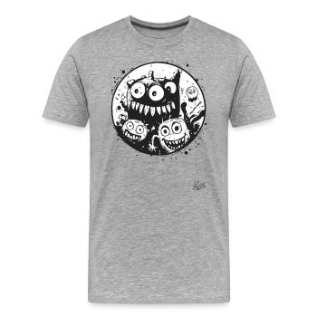 De l’encre et des monstres amusants - T-shirt bio Premium Homme - gris chiné - Devant - Damien (186cm)