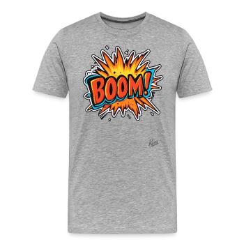 Explosion de dessin animé : Boum ! - T-shirt bio Premium Homme - gris chiné - Devant - Damien (186cm)