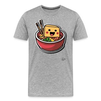 Ramen au tofu pixel super drôle - T-shirt bio Premium Homme - gris chiné - Devant - Damien (186cm)