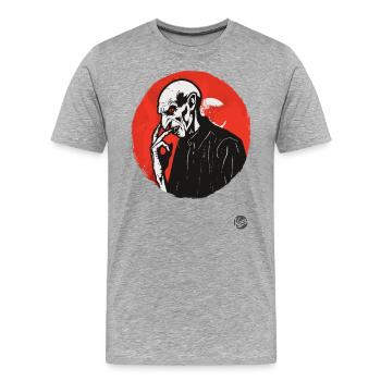 Vampire d’horreur effrayant classique - T-shirt bio Premium Homme - gris chiné - Devant - Damien (186cm)