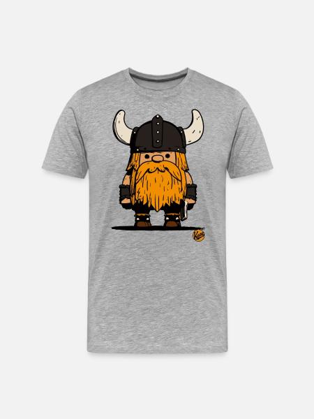 Petit Gnome Guerrier Viking - T-shirt bio Premium Homme - gris chiné
