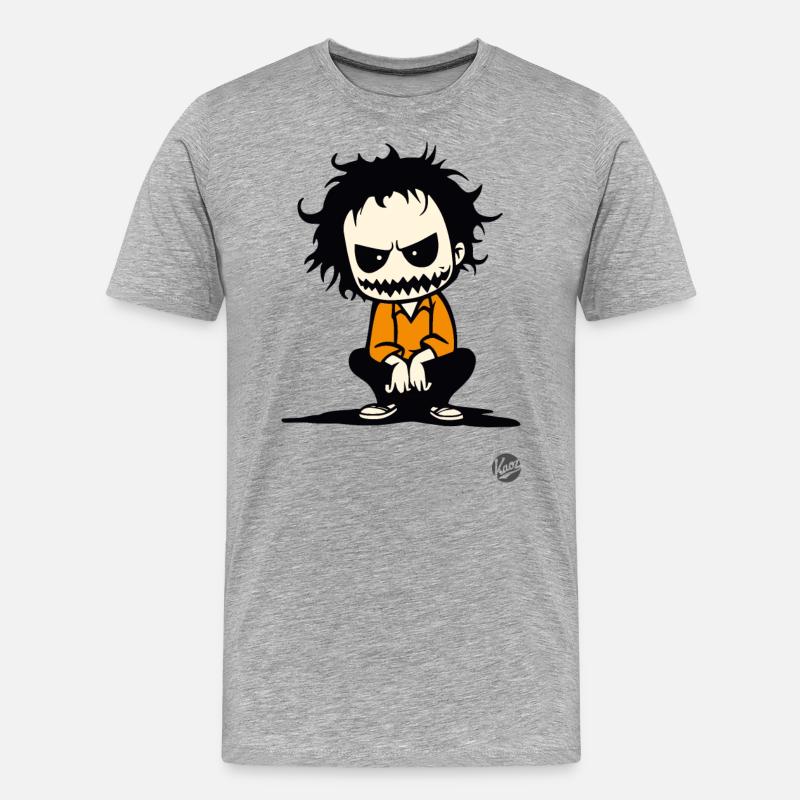 Gruseliger Halloween-Typ - Männer Premium Bio T-Shirt - Grau meliert